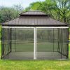 Outsunny 10' x 12' Universal Replacement Mesh Sidewall Netting for Patio Gazebos and Canopy Tents with Zippers, (Sidewall Only), Beige